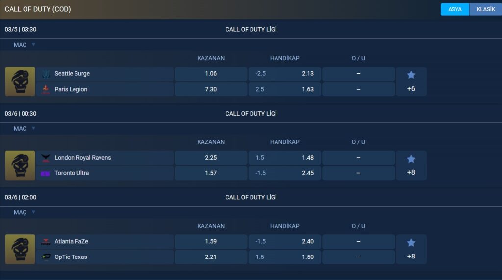 hilarionbet e-spor bahisler